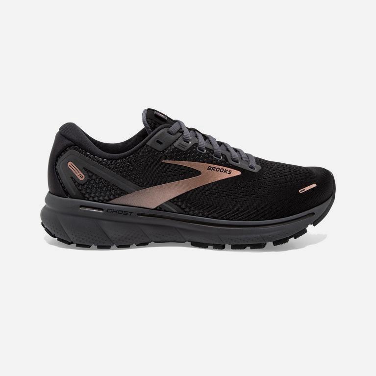 Brooks Women's Ghost 14 Cushioned Road Running Shoes Singapore - Black/Ebony/grey Charcoal/Rose Gold